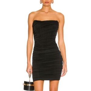 Superdown Sonya Bustier Mesh Dress in Black